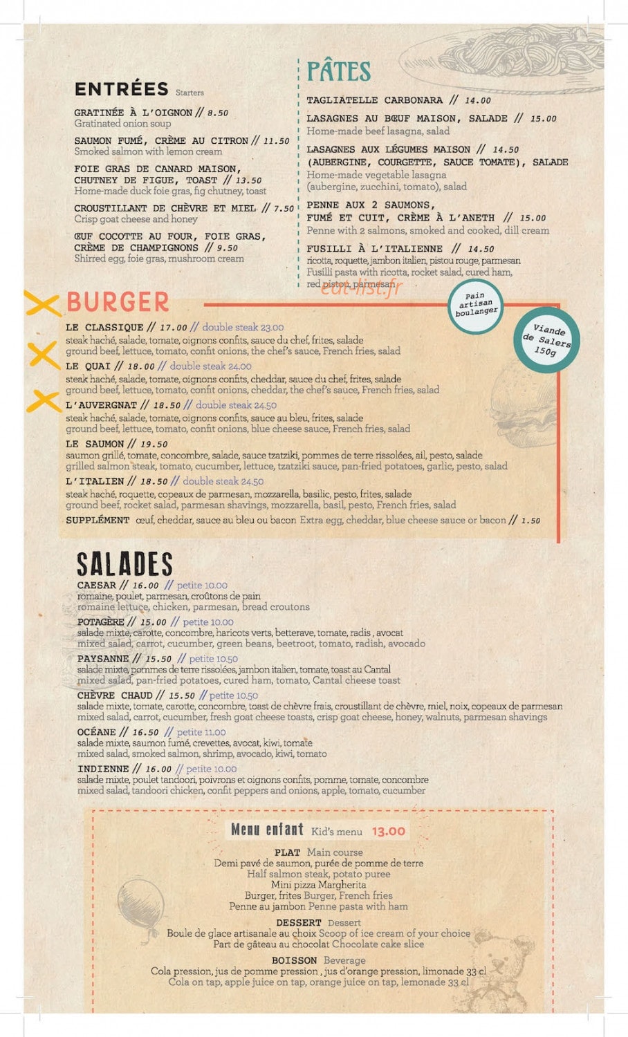Le Quai Brasserie — carte page 2