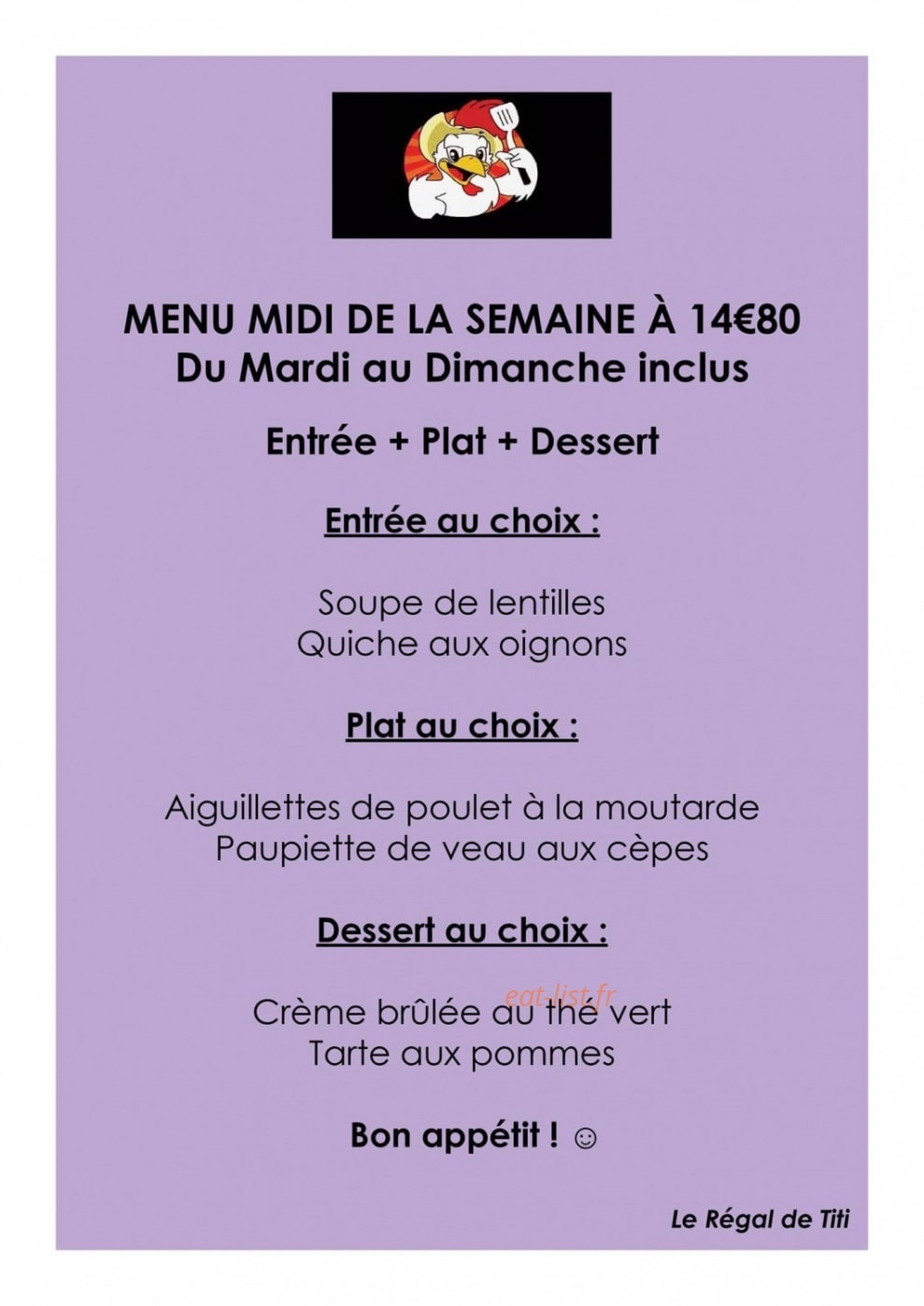 Le Régal de Titi — carte page 3