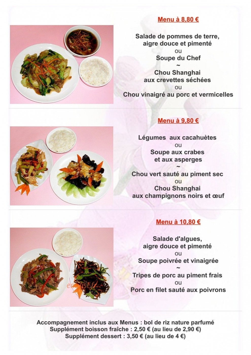 Le Restaurant Chinois — carte page 2