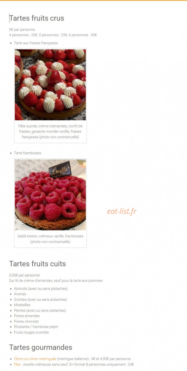 Lorette boulangerie — carte page 2