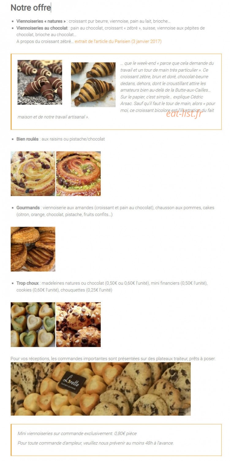 Lorette boulangerie — carte page 6