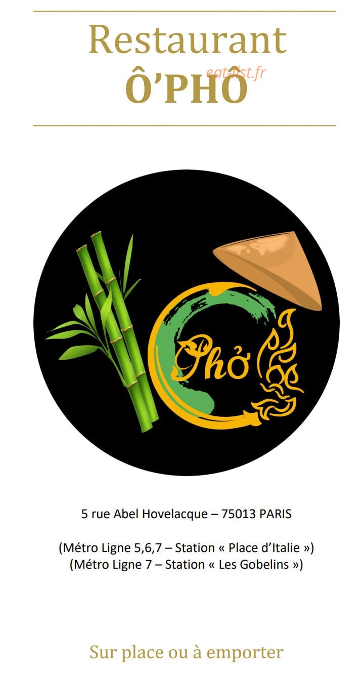 O'Pho — carte page 1