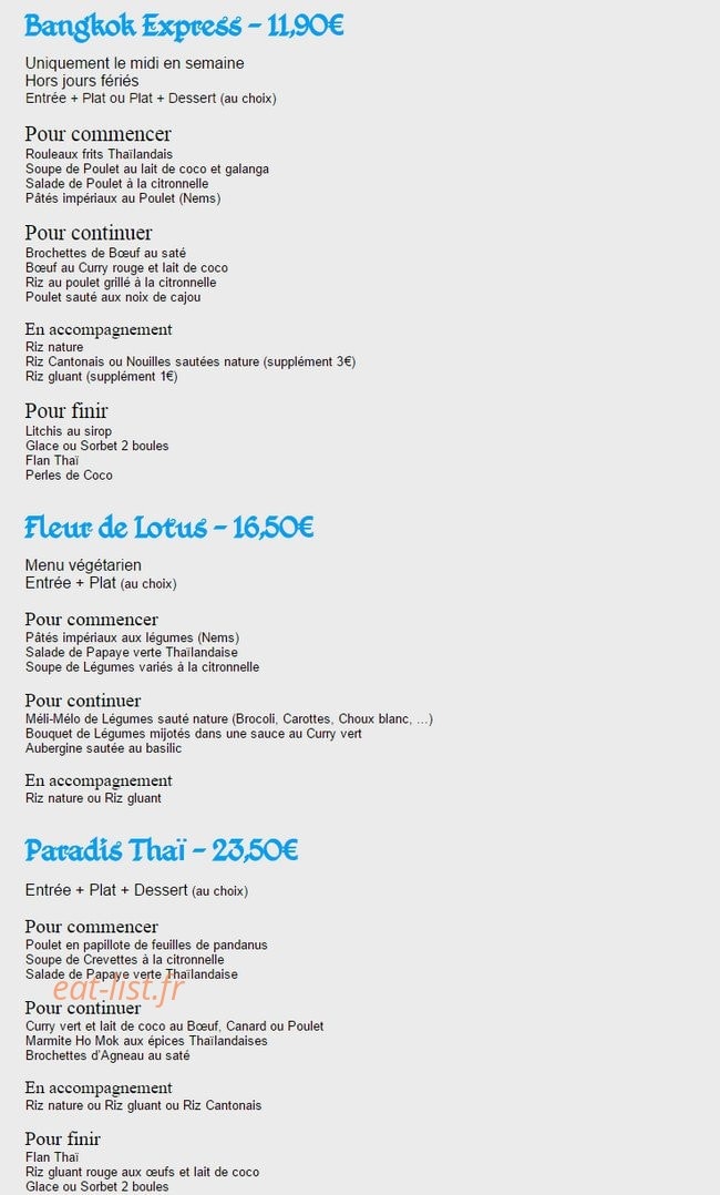 Paradis Thaï — carte page 4
