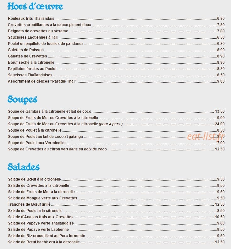 Paradis Thaï — carte page 1