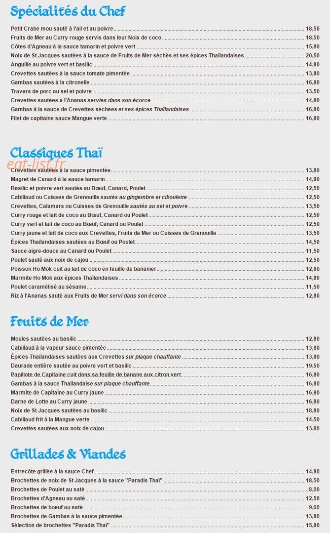 Paradis Thaï — carte page 2