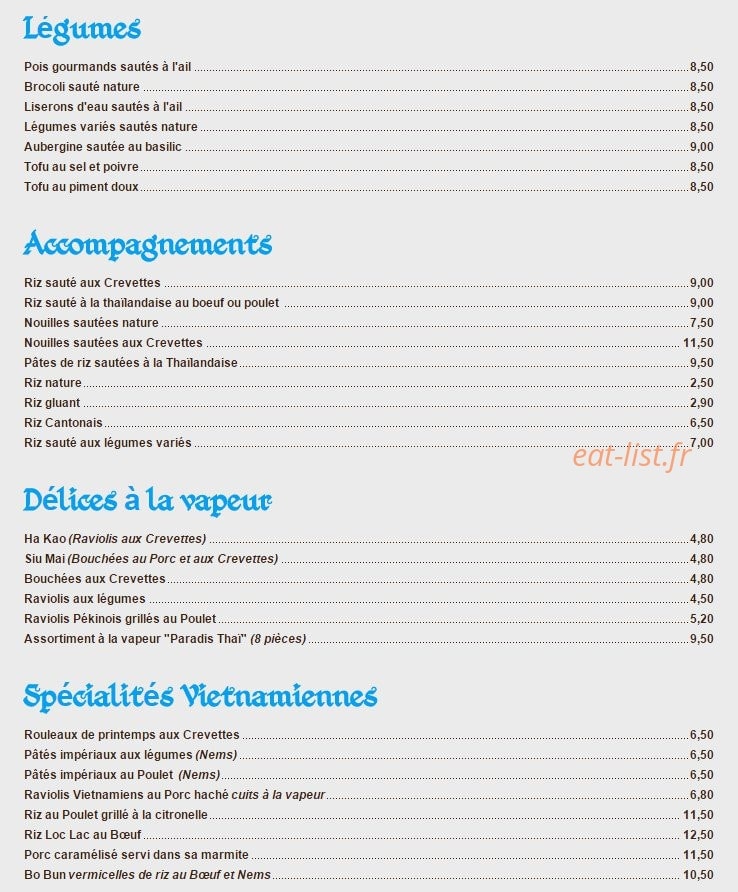 Paradis Thaï — carte page 3