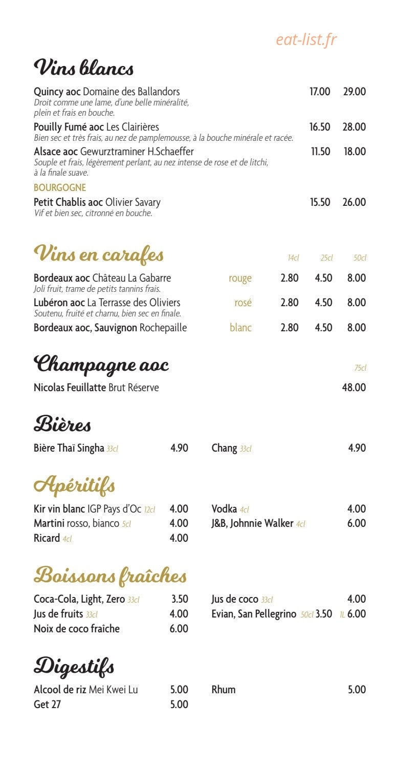 Pâtes Thaï — carte page 6