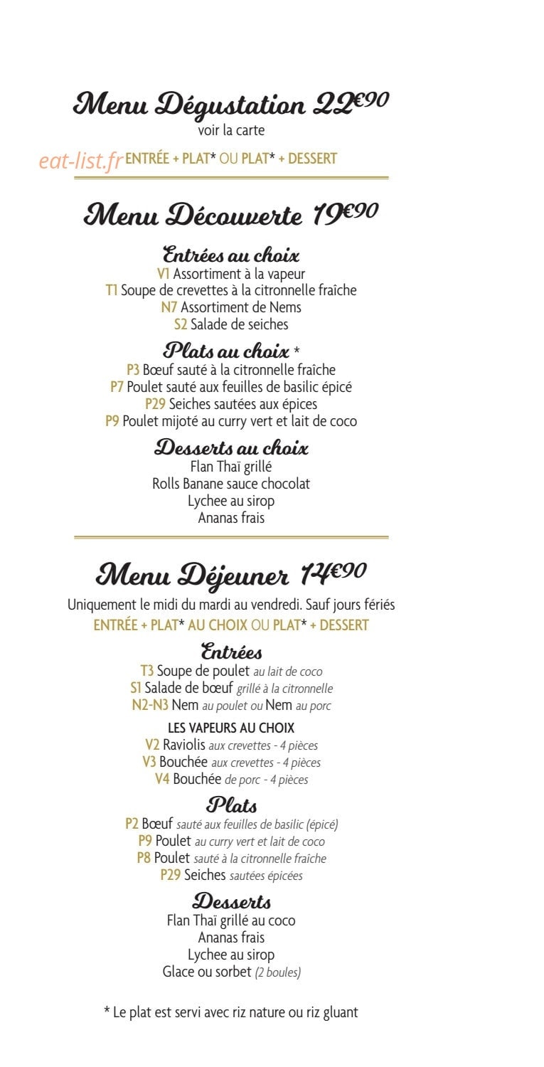 Pâtes Thaï — carte page 4