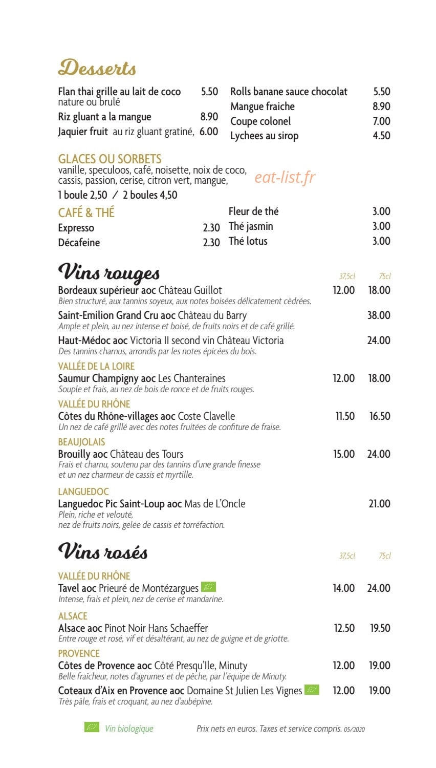 Pâtes Thaï — carte page 5