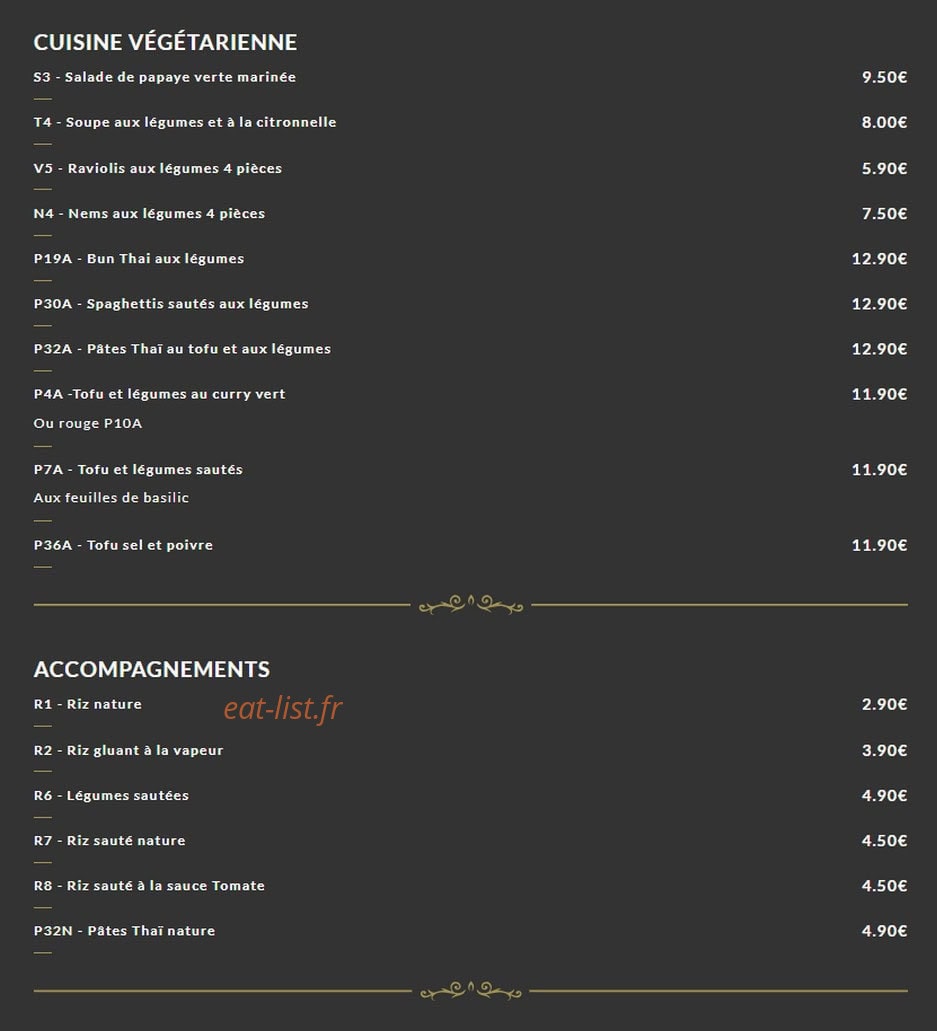 Pâtes Thaï — carte page 3