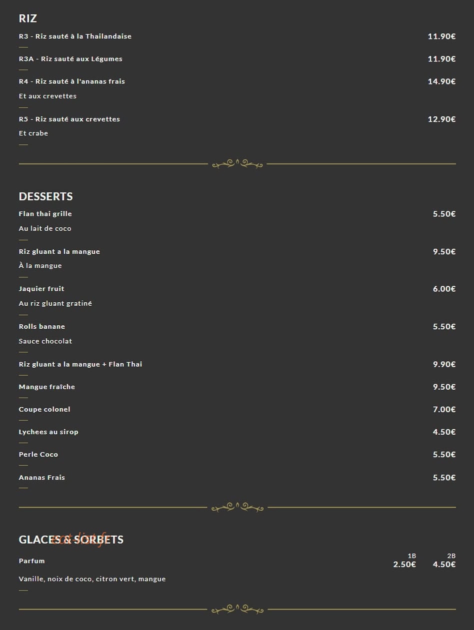 Pâtes Thaï — carte page 6