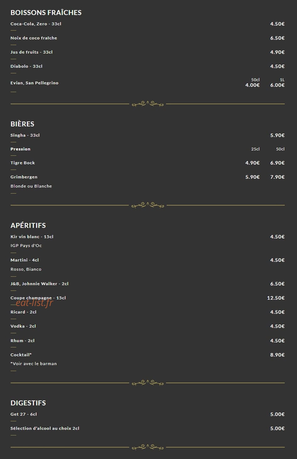 Pâtes Thaï — carte page 7