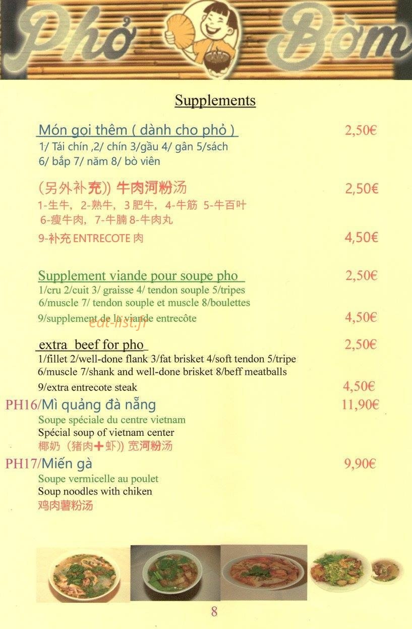 Phở Bờm — carte page 8