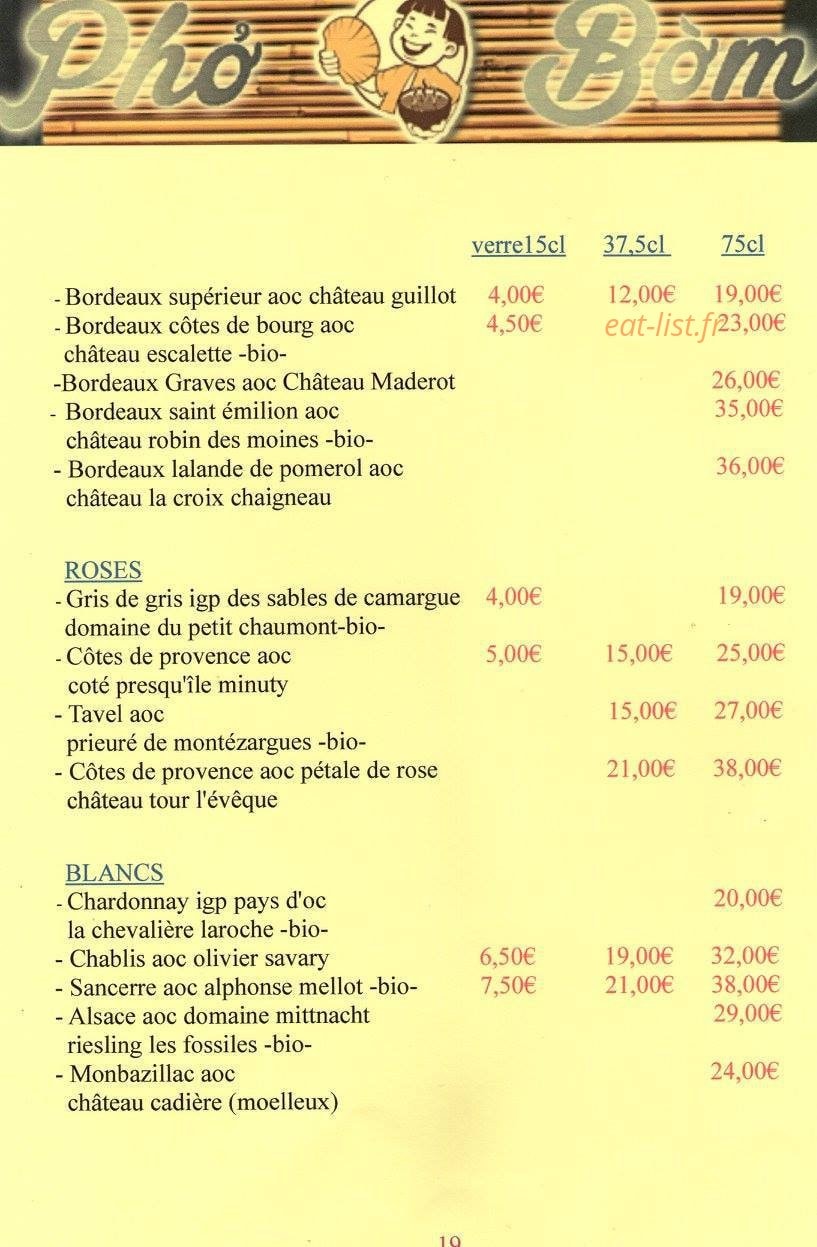 Phở Bờm — carte page 20