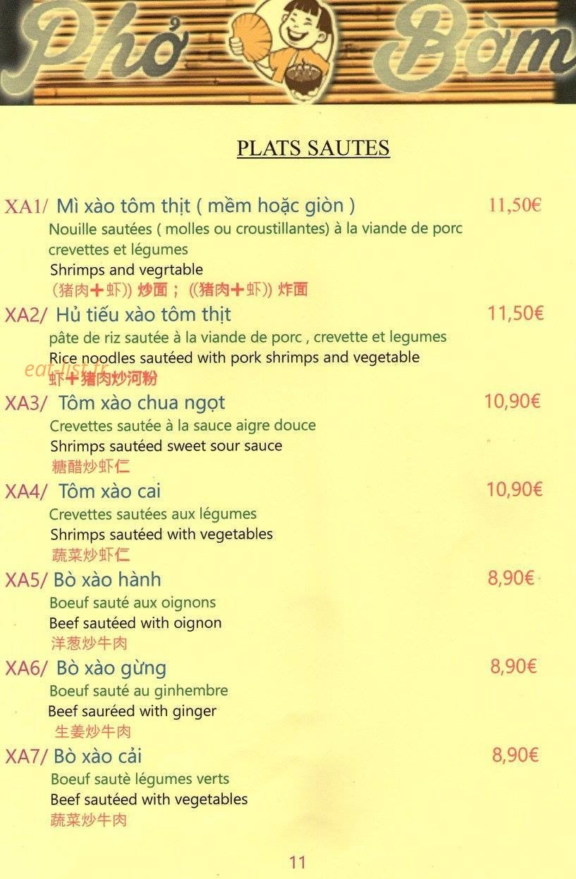 Phở Bờm — carte page 11