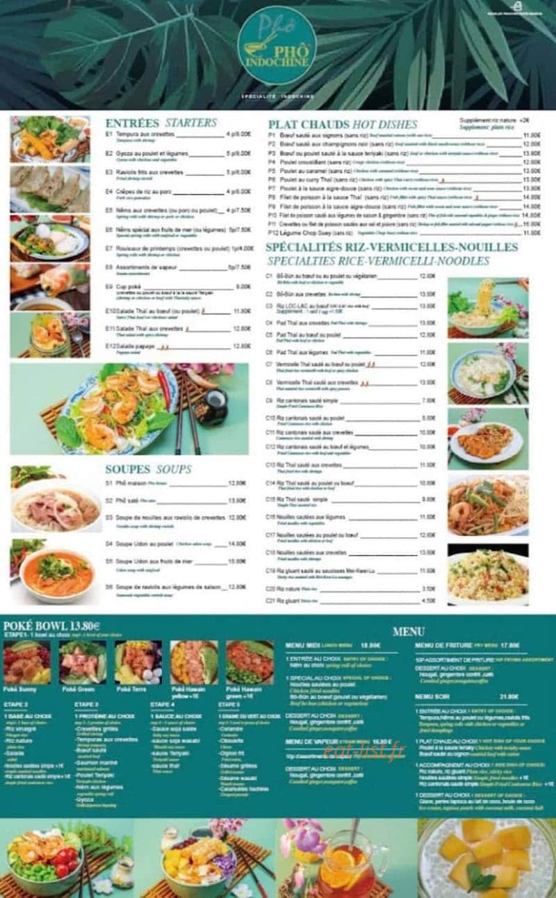Pho Indochine — carte page 1