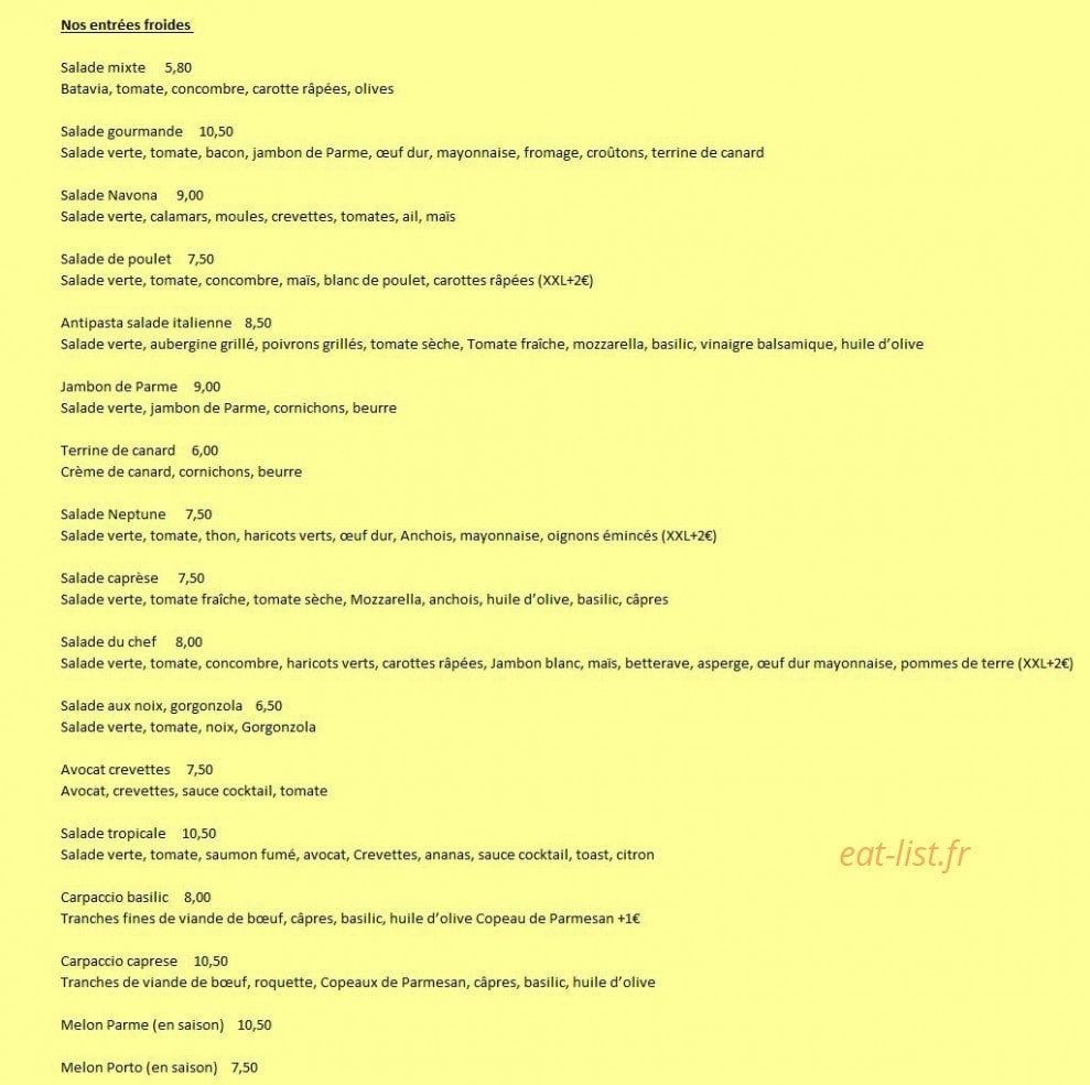 Pizza del Navona — carte page 1