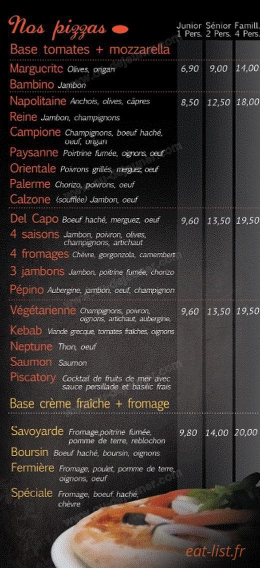 Pizza Pepino — carte page 2