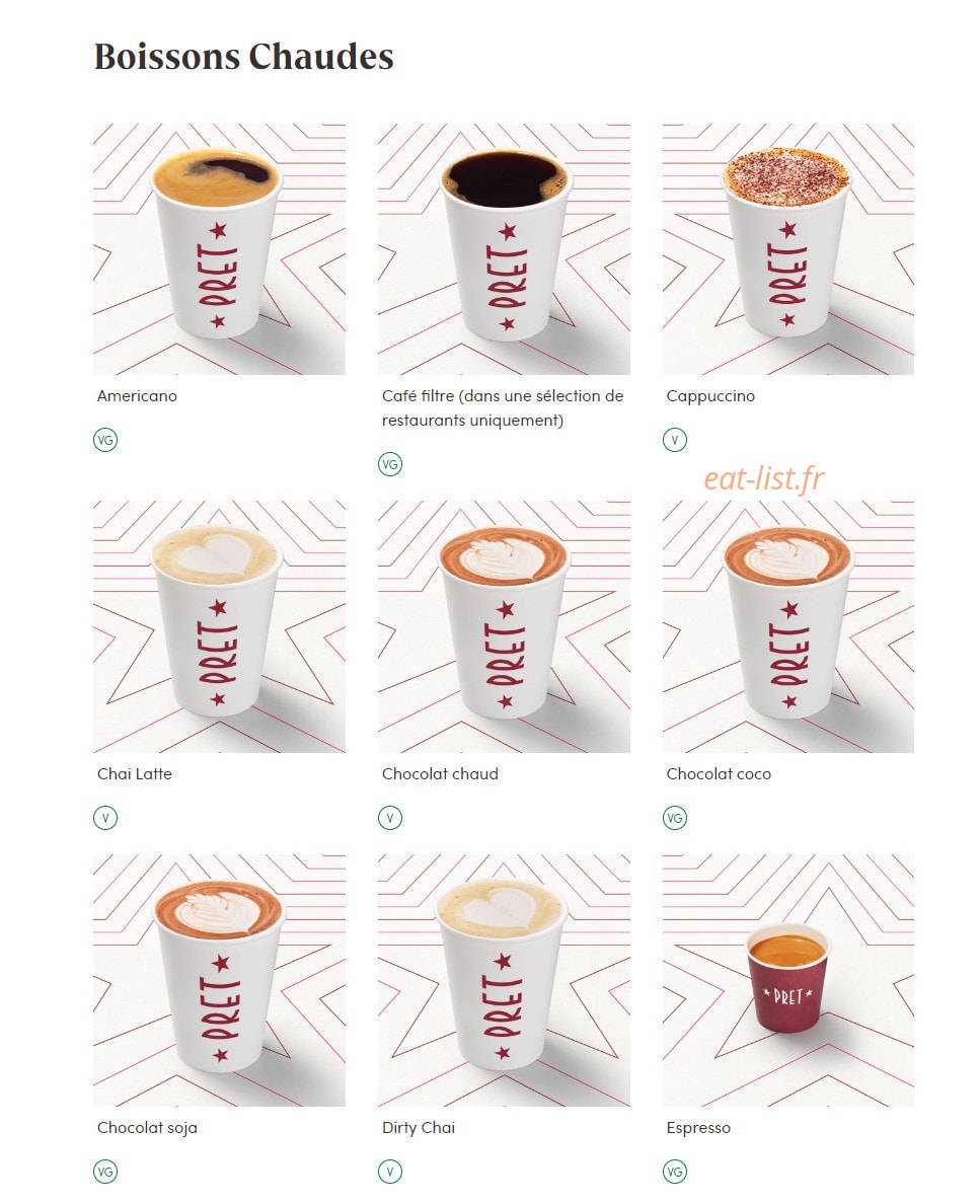 Pret A Manger — carte page 16