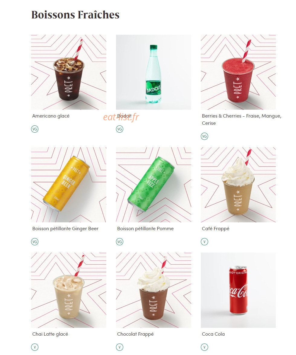 Pret A Manger — carte page 18