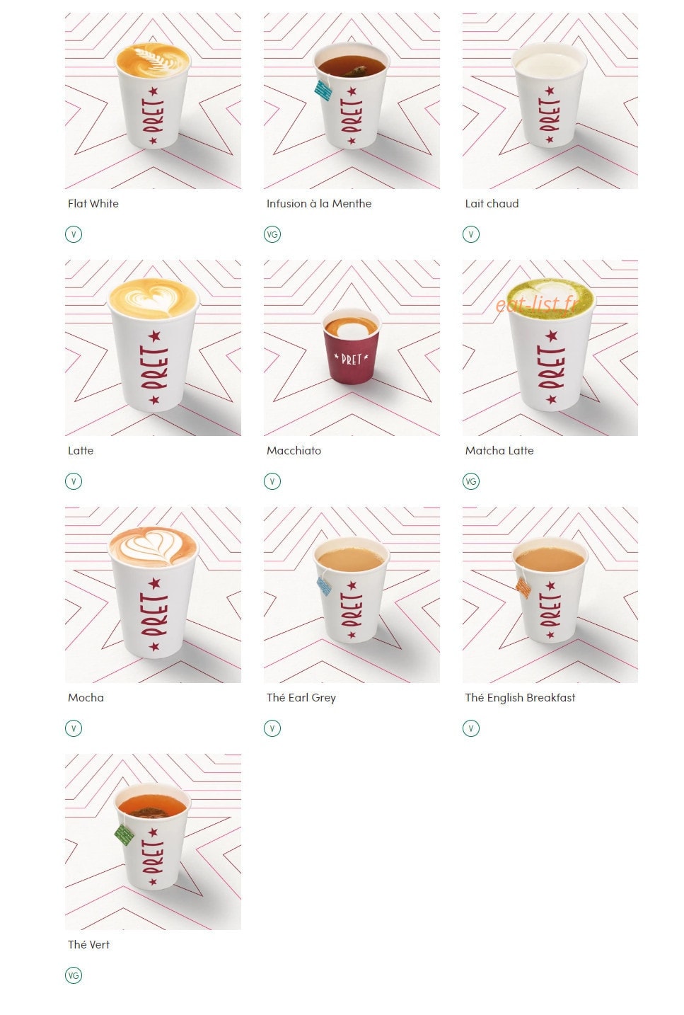 Pret A Manger — carte page 17