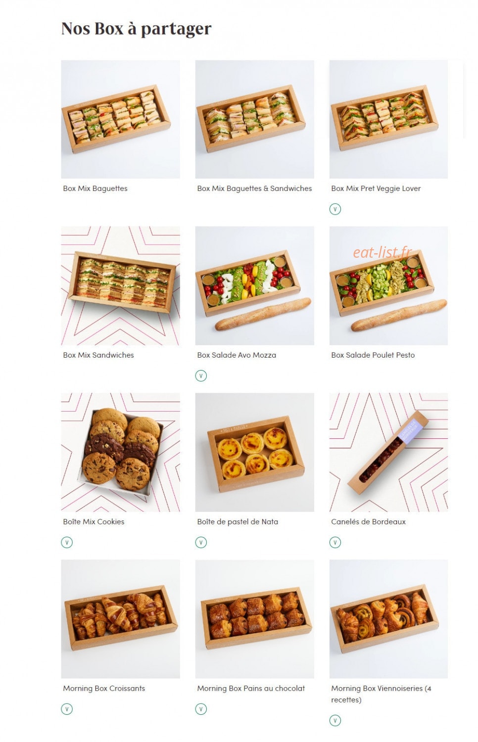 Pret A Manger — carte page 1