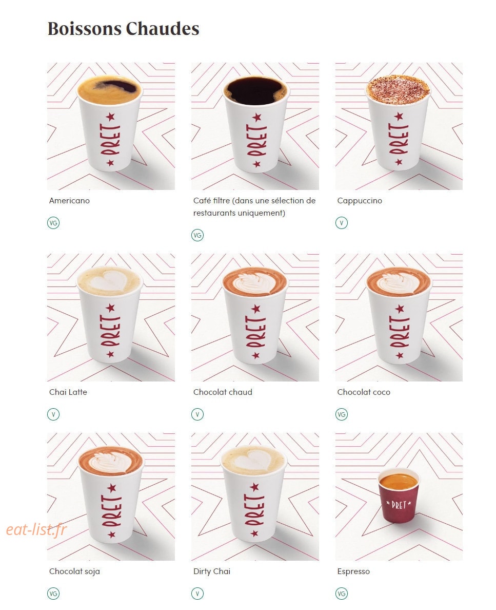 Pret A Manger — carte page 16