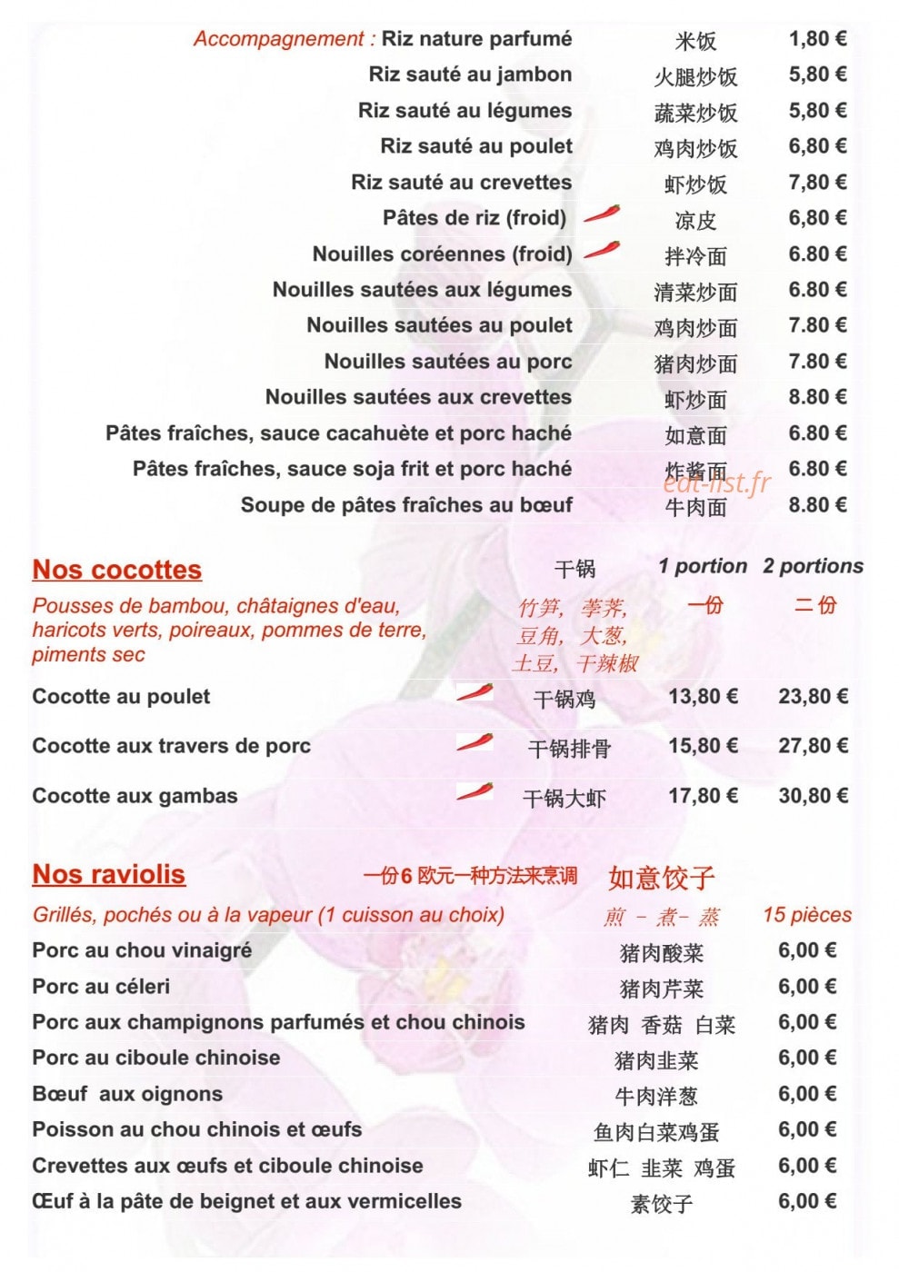 Raviolis Chinois — carte page 5