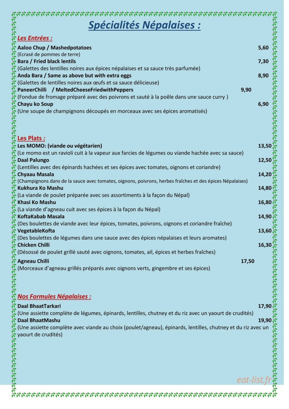 Restaurant Buddha — carte page 8