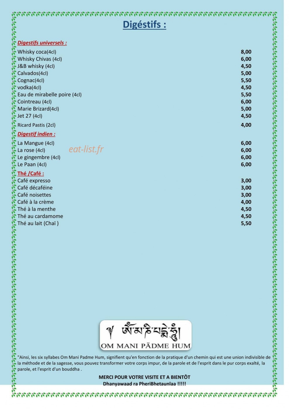 Restaurant Buddha — carte page 12