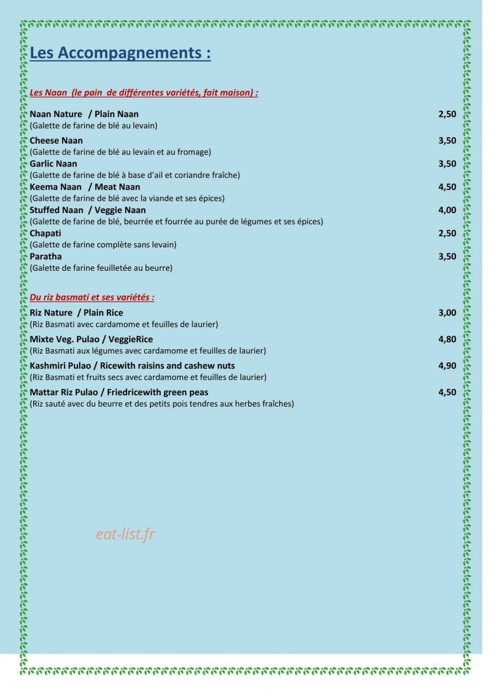 Restaurant Buddha — carte page 5