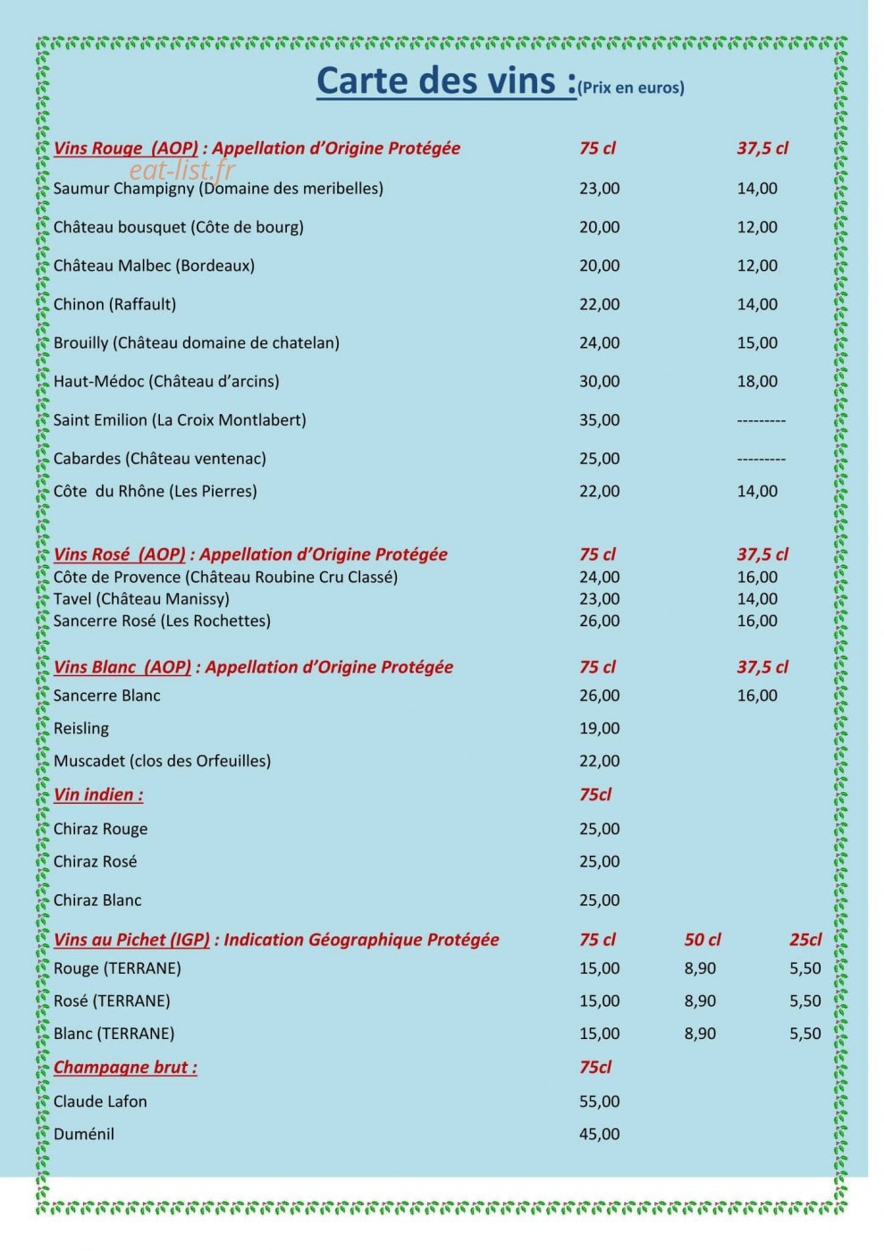 Restaurant Buddha — carte page 11