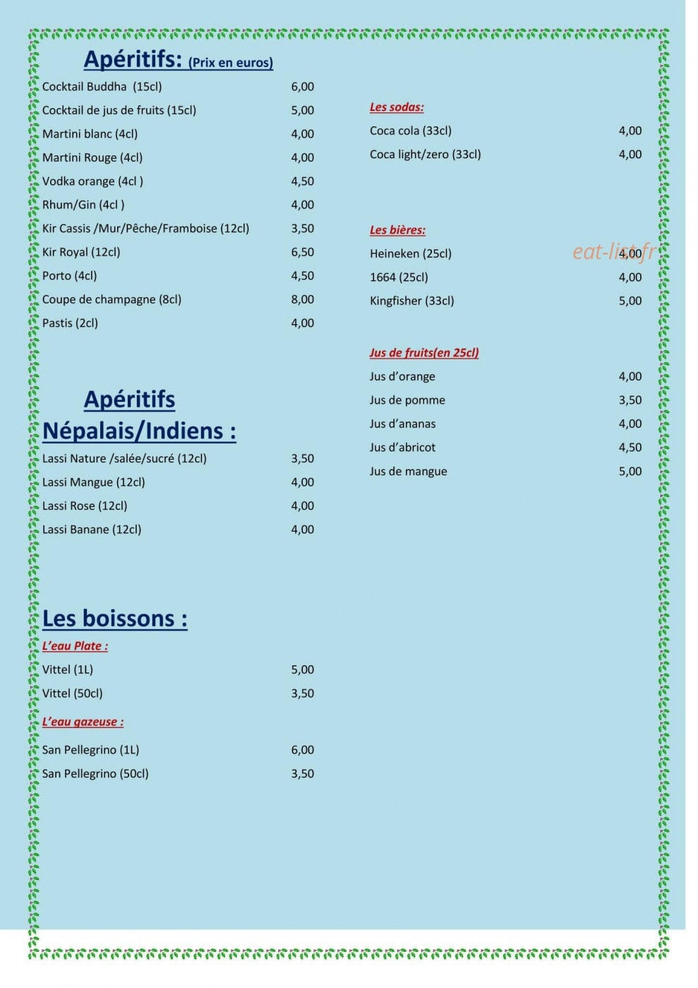 Restaurant Buddha — carte page 10