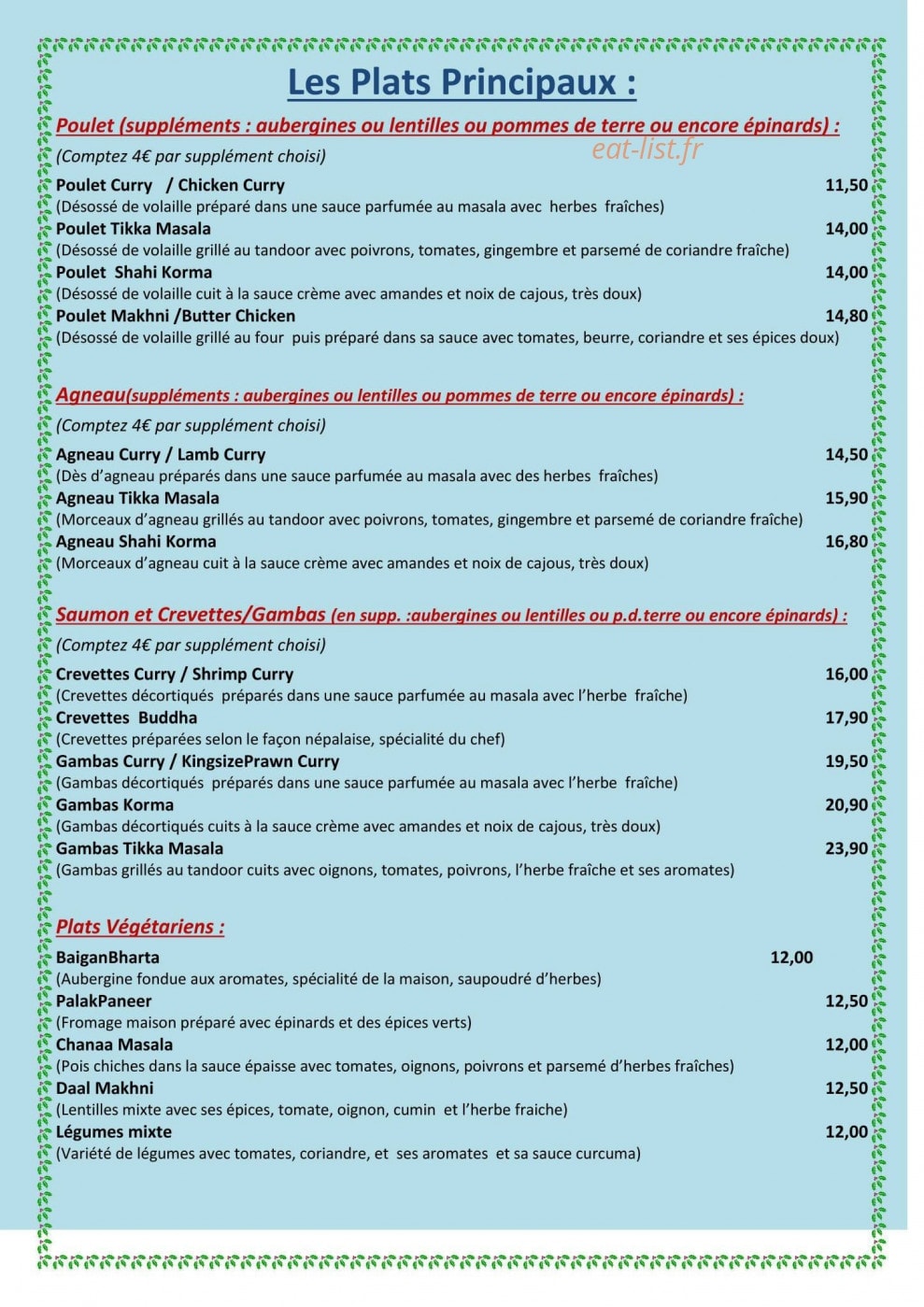 Restaurant Buddha — carte page 6