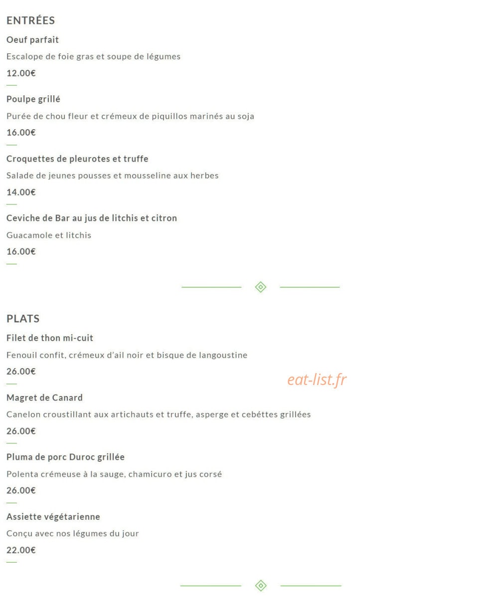 Restaurant Florina — carte page 1