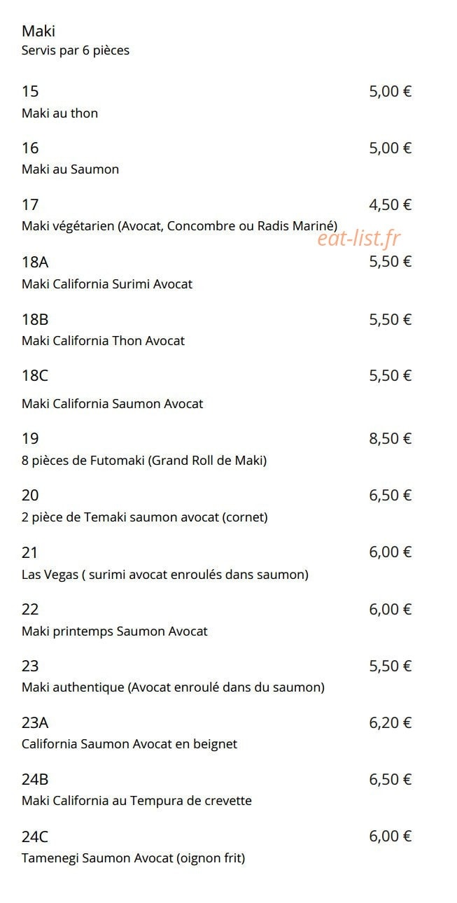 Restaurant Otakuni — carte page 2