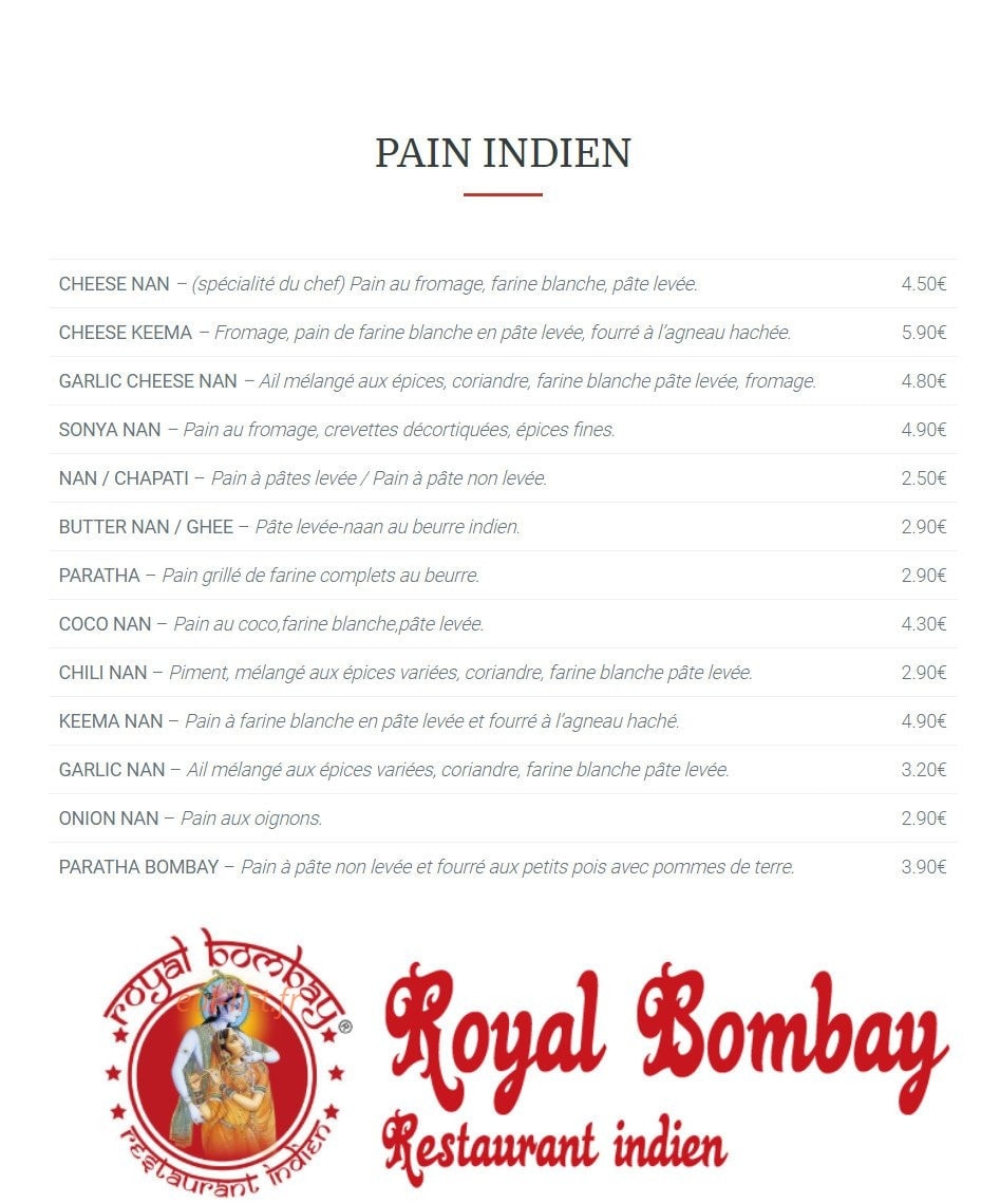 Royal Bombay — carte page 4