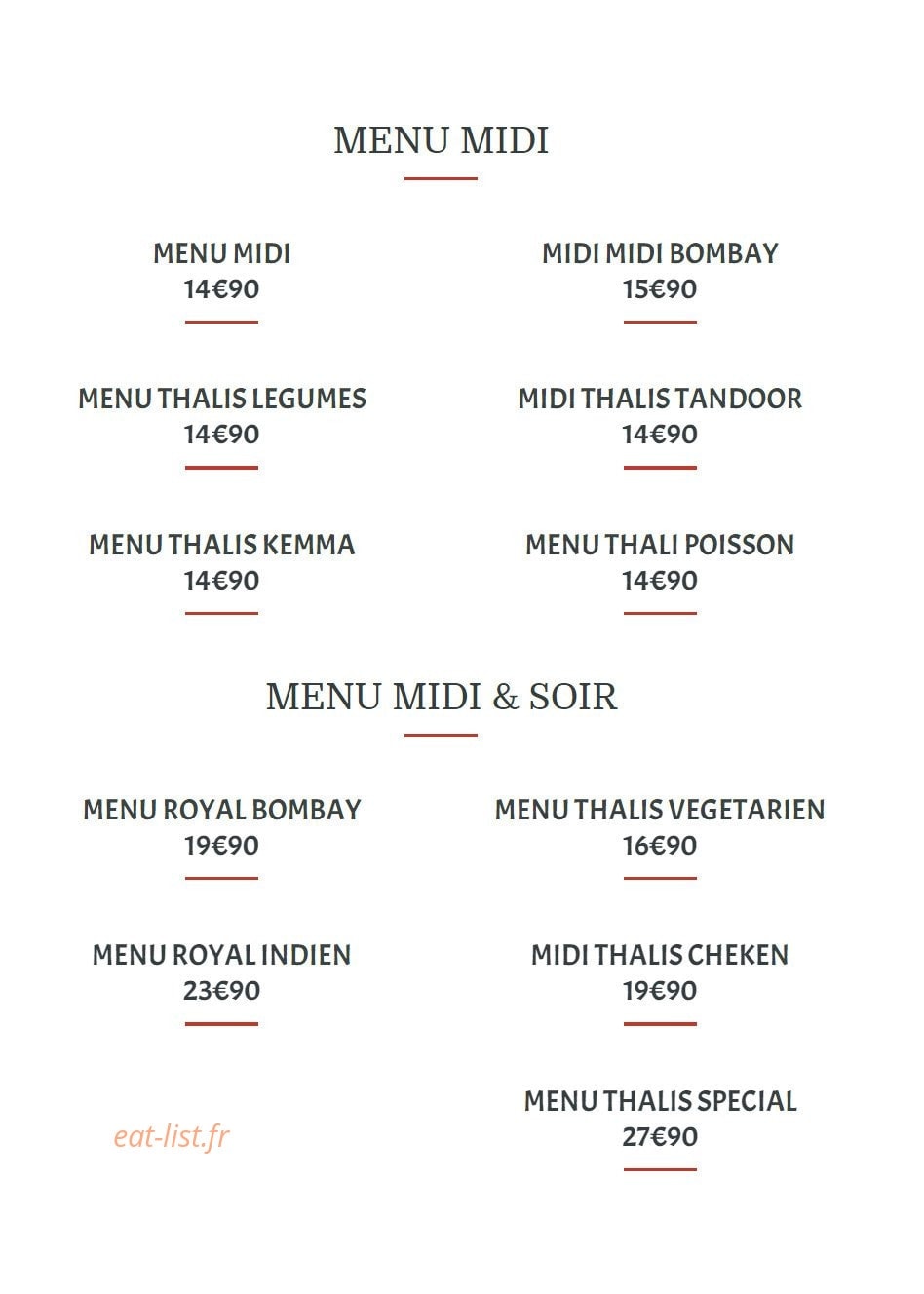 Royal Bombay — carte page 5
