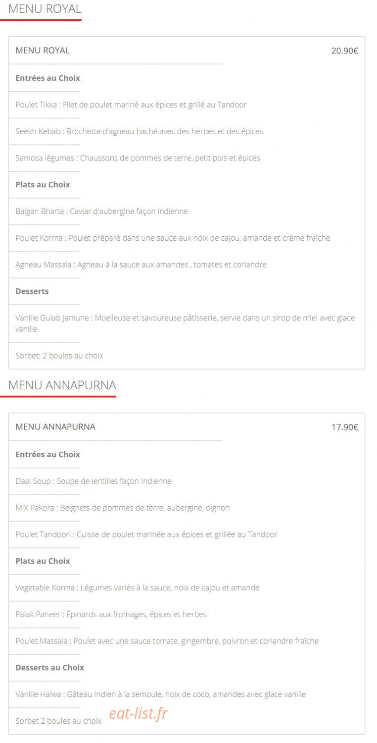 Sangeet — carte page 8
