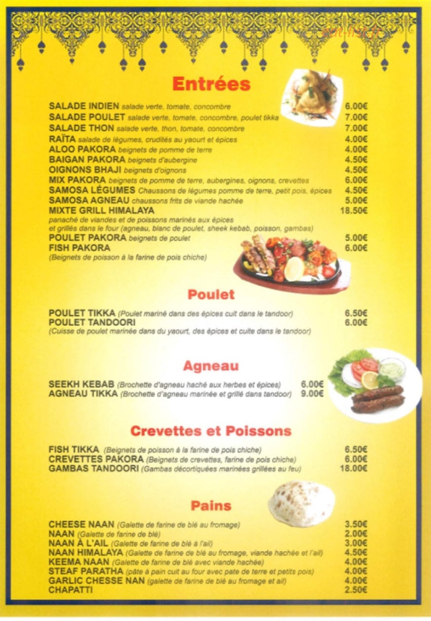 Saveurs d'Himalaya — carte page 2