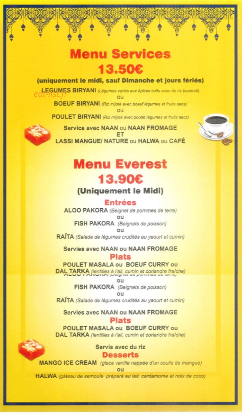 Saveurs d'Himalaya — carte page 6
