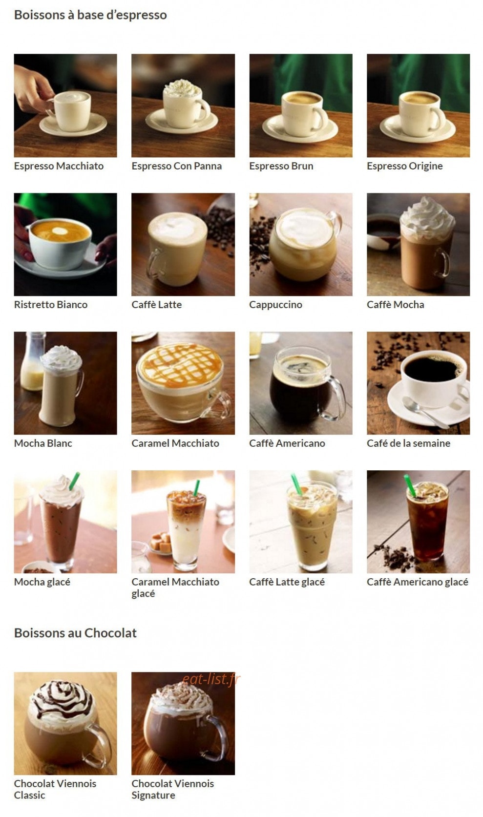 Starbucks coffee — carte page 9