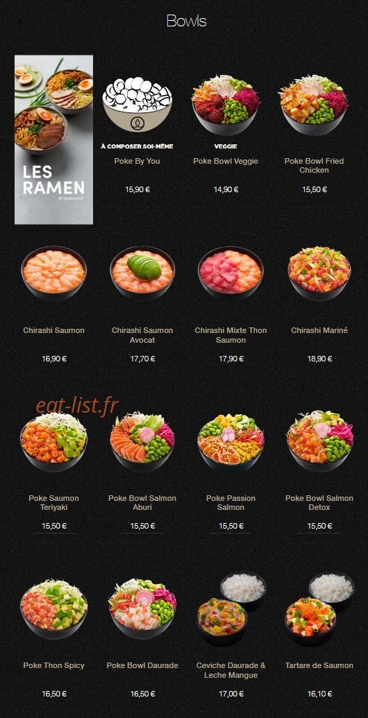Sushi Shop — carte page 20
