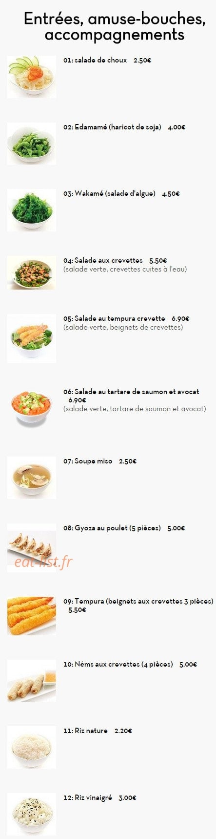 Sushi Story — carte page 1