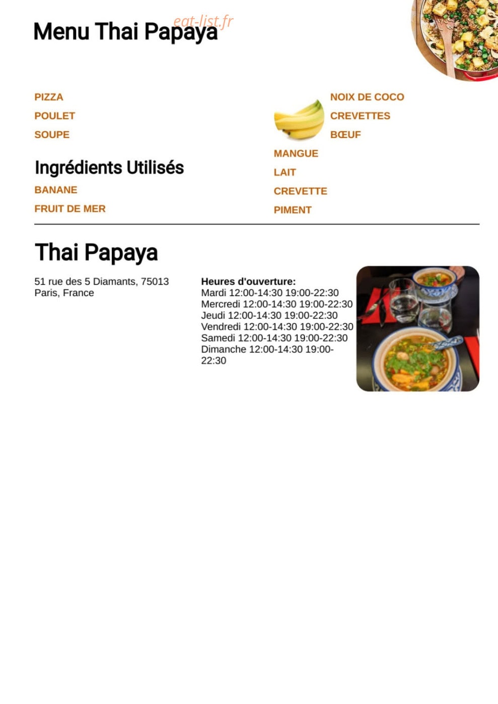 Thaï Papaya — carte page 3
