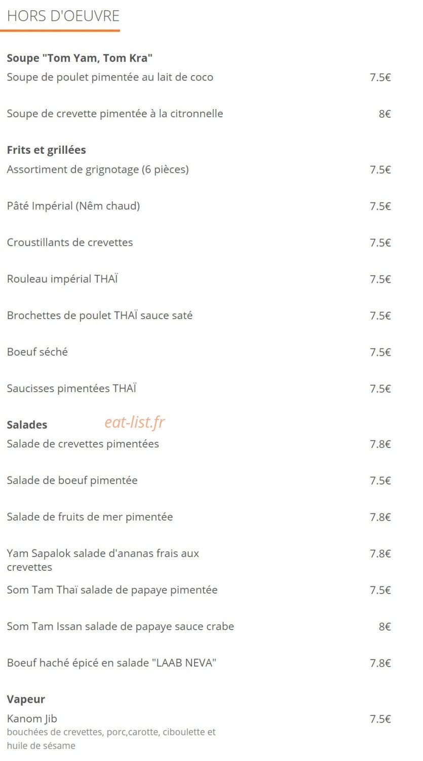 Thaï Royal — carte page 2