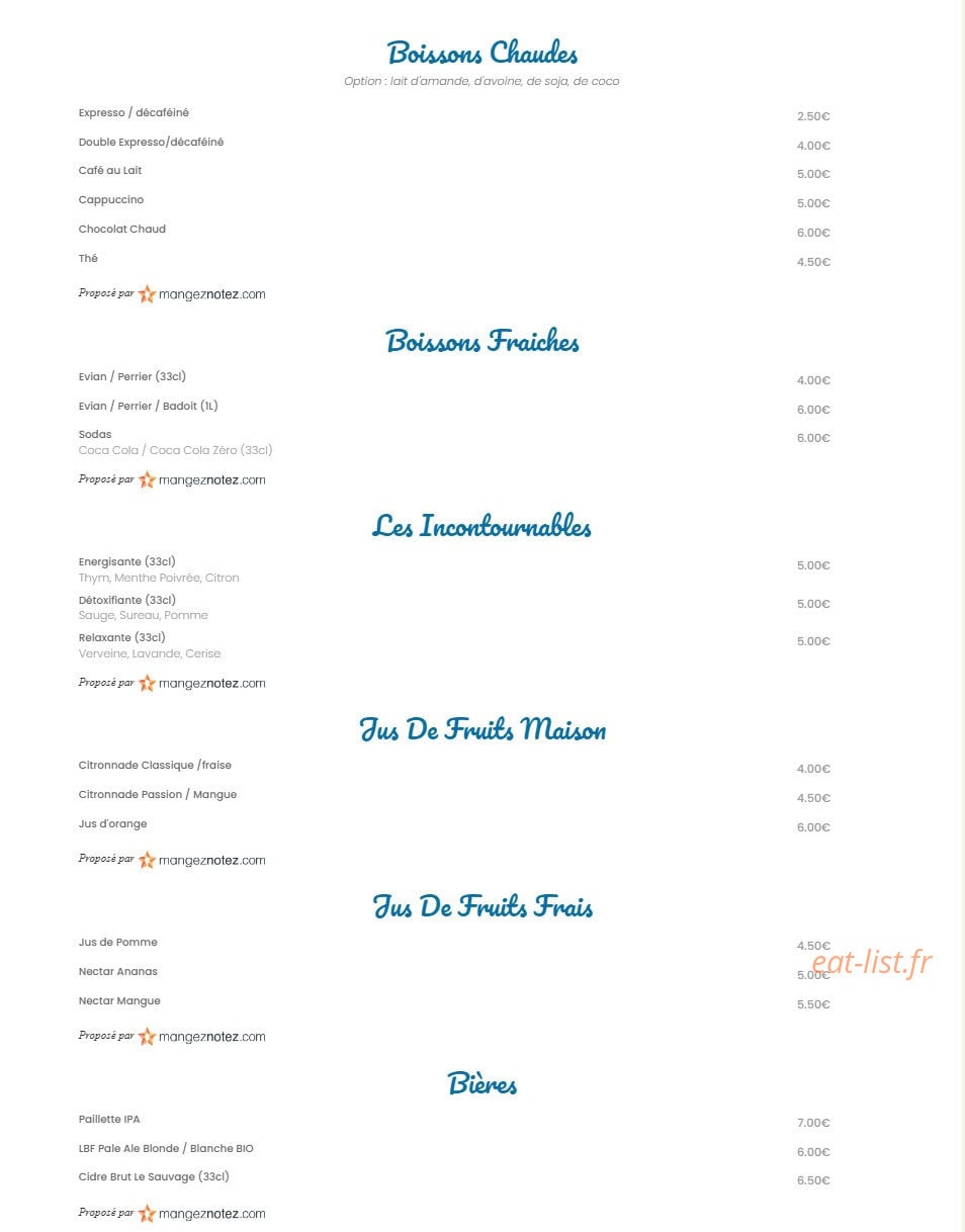 The Bench Café — carte page 2