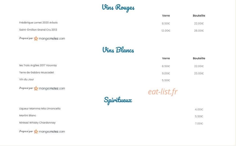 The Bench Café — carte page 3