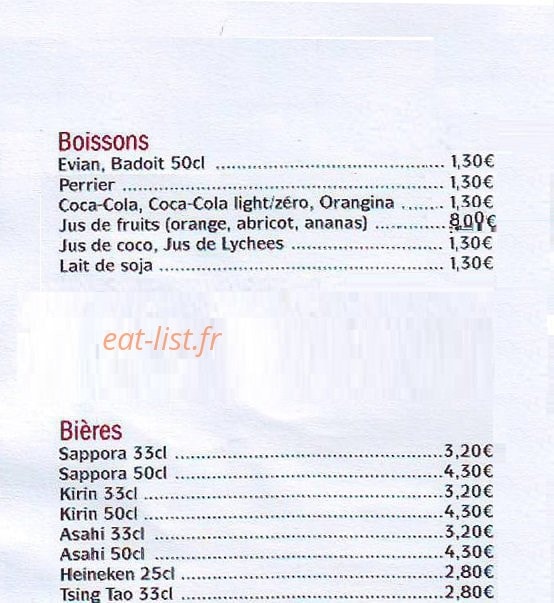 Asahi Sushi — carte page 8
