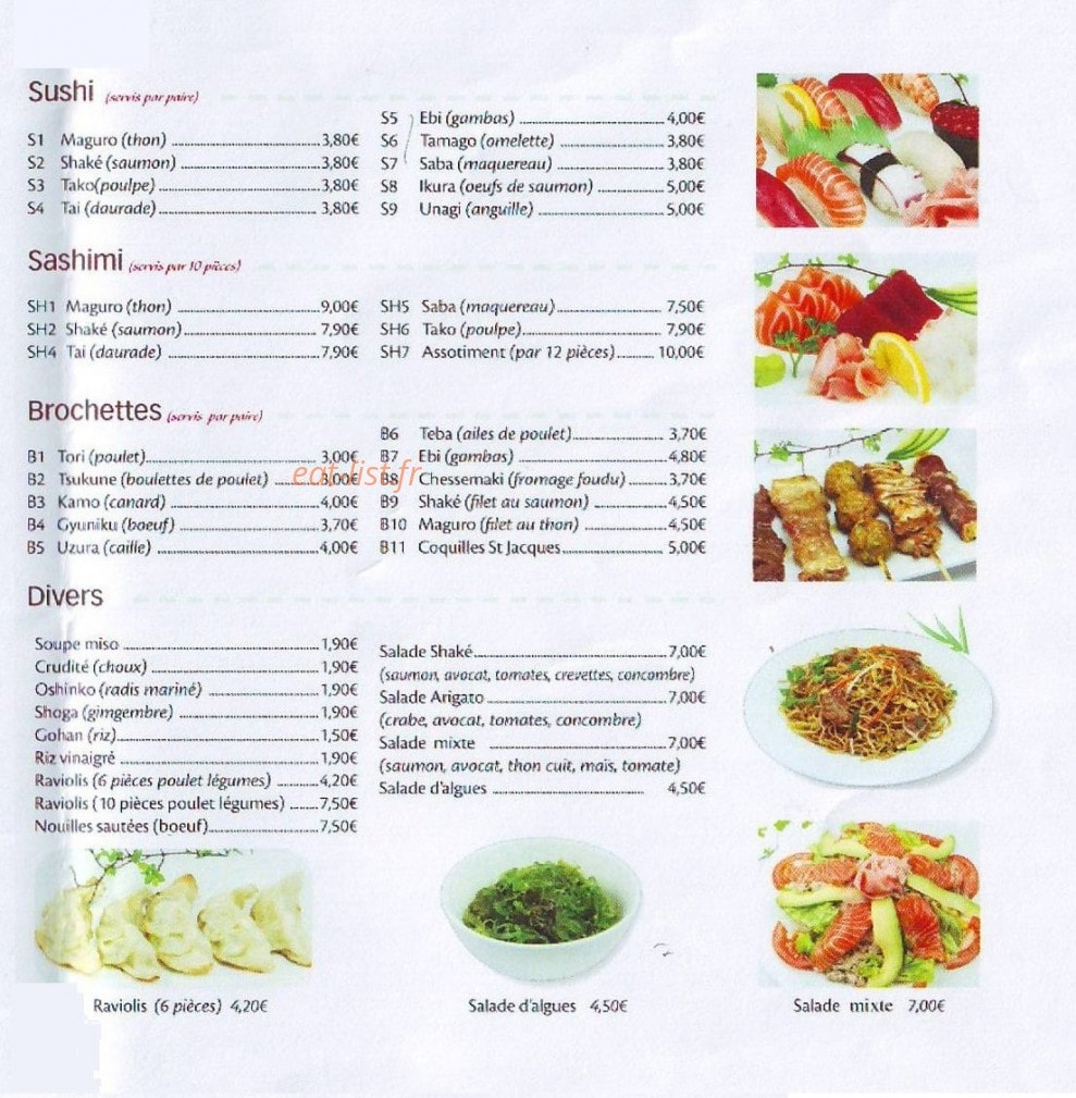 Asahi Sushi — carte page 2